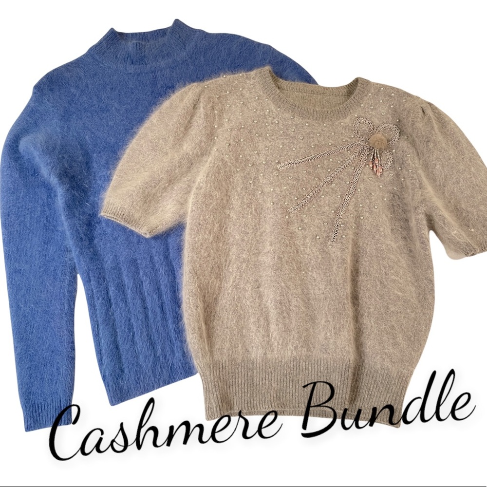 Vintage Cashmere Sweater Bundle of (2) Pear and Fur accent Size Small
